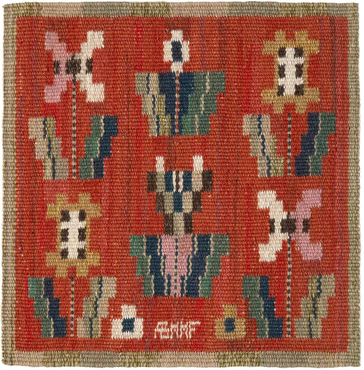 Blommor på röd botten 32,5 x 32 cm Product vendor